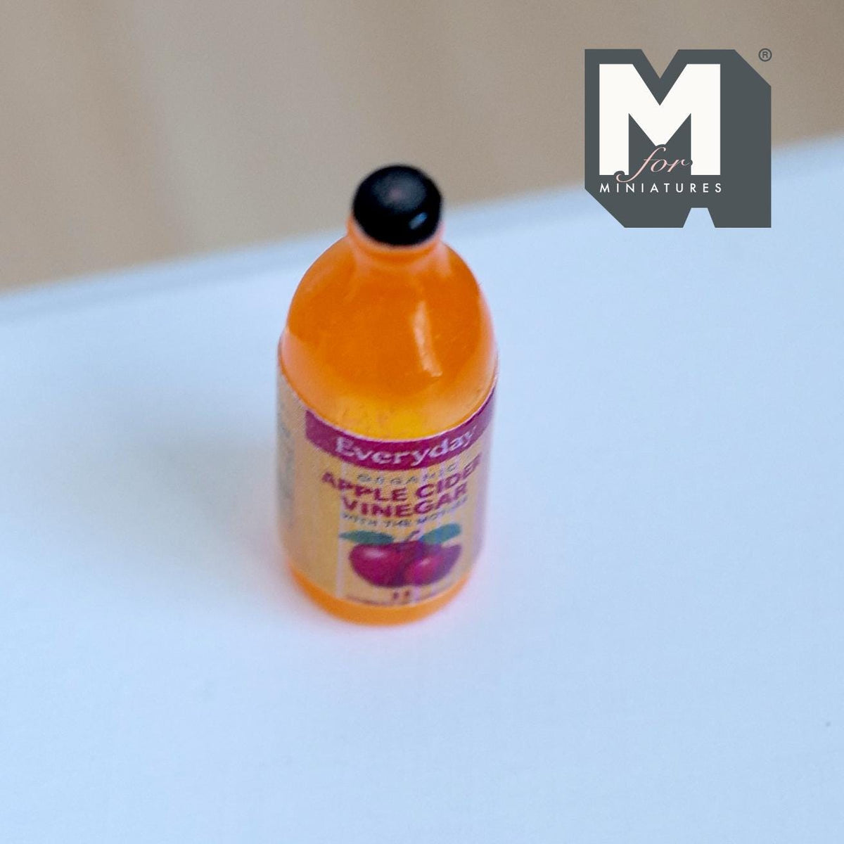 Miniature Apple Cider Bottle Large Size Juice Bottle Dollhouse Beverage 1-3/16 inch tall - E096