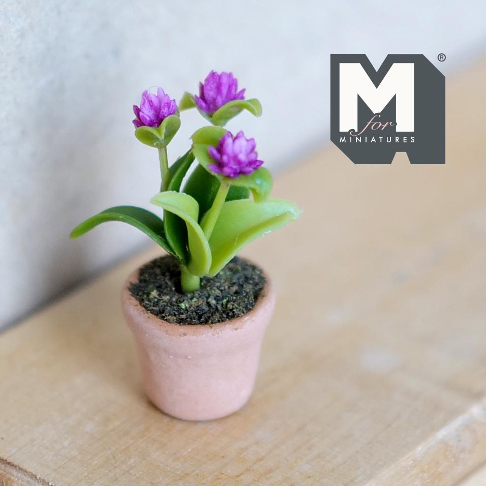 Miniature Clay Planter Red Clover 1:12 Scale Miniature Potted Flowers Dollhouse Potted Flowers Miniature Flowers 1-1/8 inch tall - H031