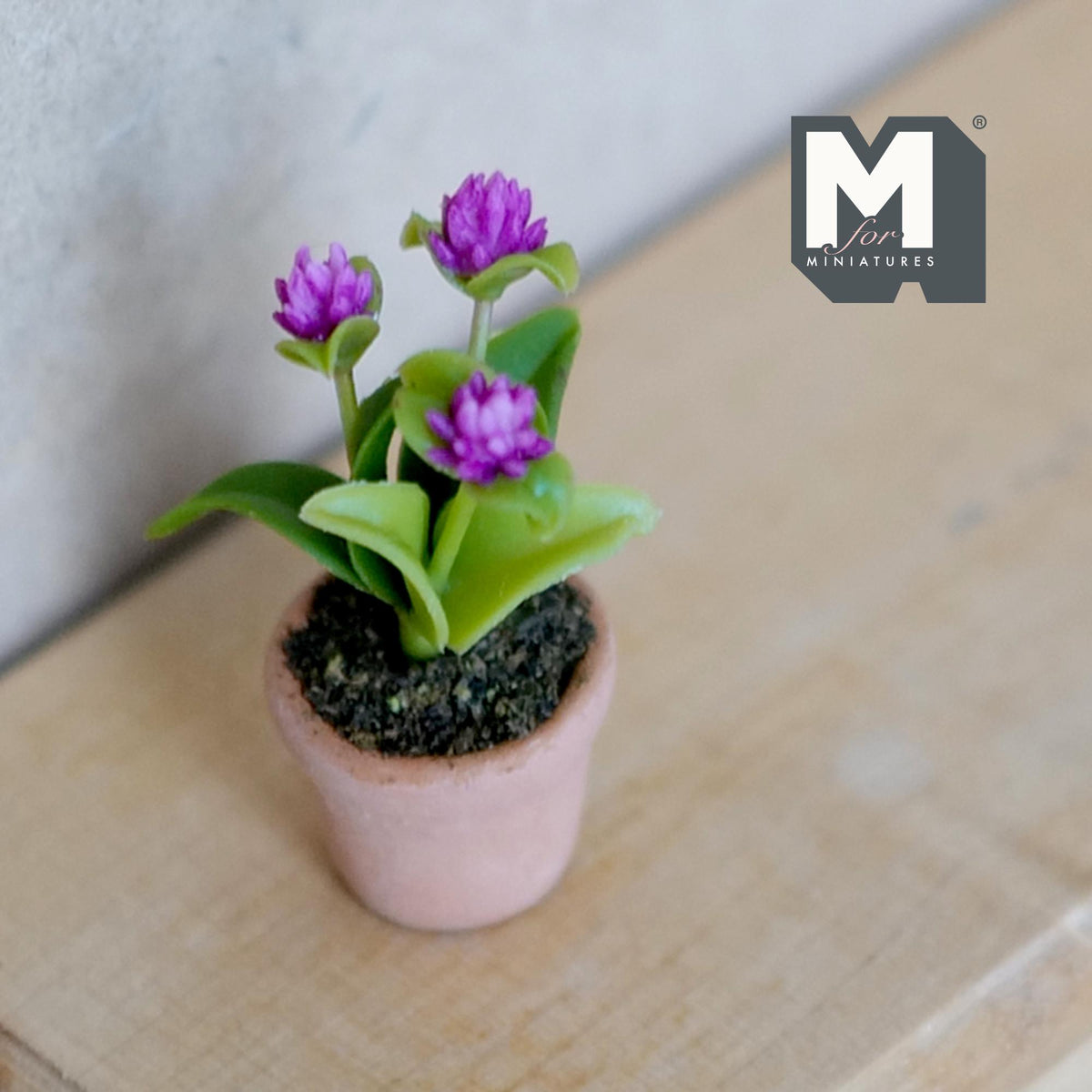 Miniature Clay Planter Red Clover 1:12 Scale Miniature Potted Flowers Dollhouse Potted Flowers Miniature Flowers 1-1/8 inch tall - H031