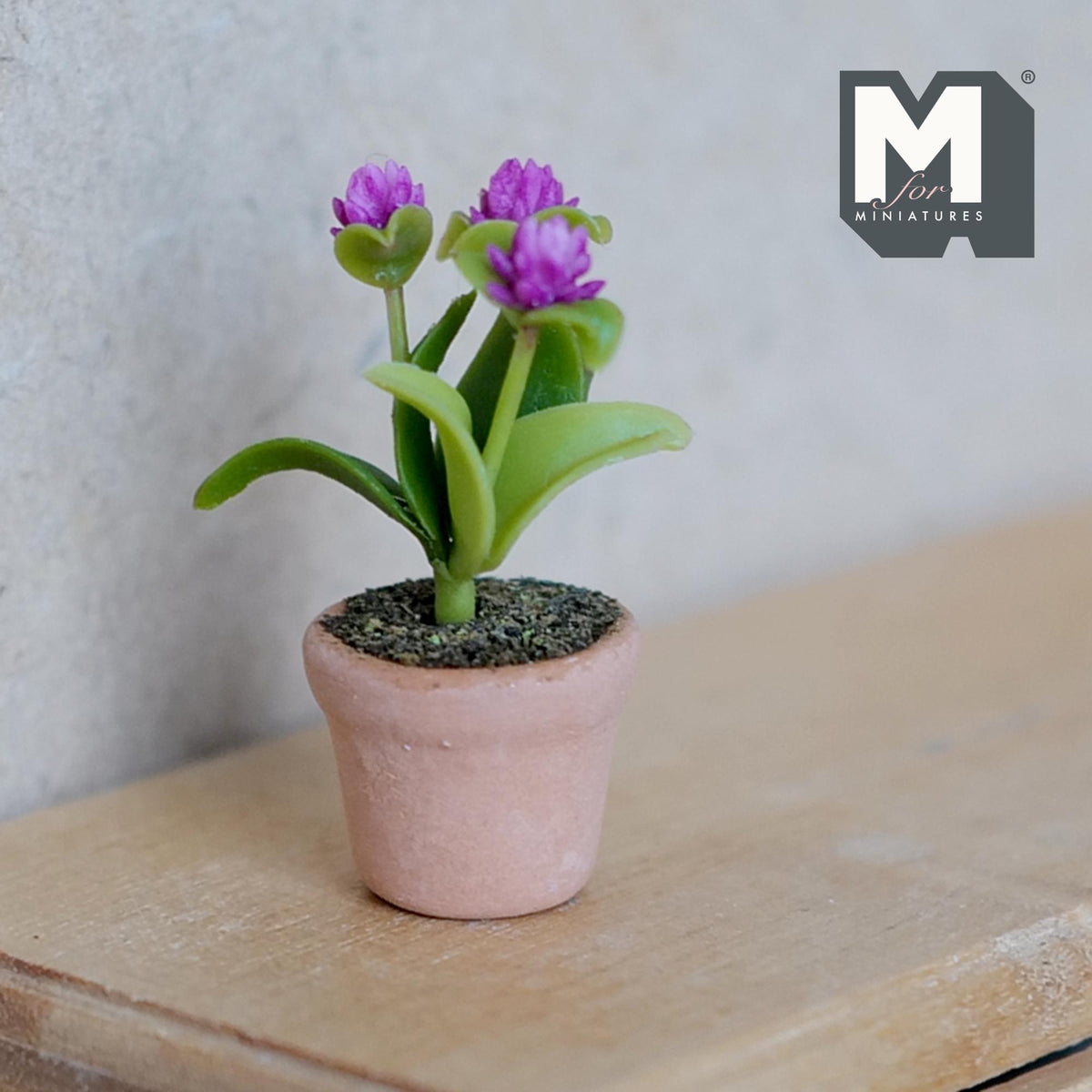 Miniature Clay Planter Red Clover 1:12 Scale Miniature Potted Flowers Dollhouse Potted Flowers Miniature Flowers 1-1/8 inch tall - H031