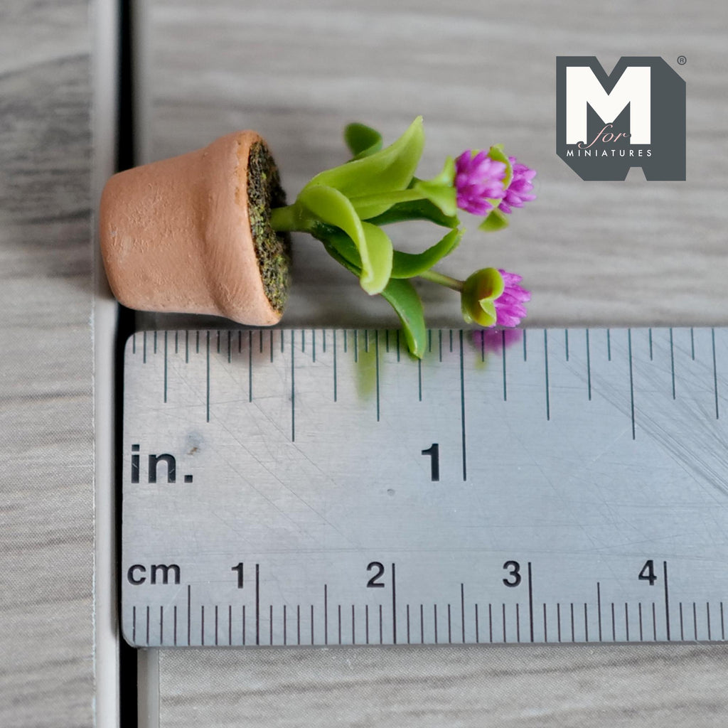 Miniature Clay Planter Red Clover 1:12 Scale Miniature Potted Flowers Dollhouse Potted Flowers Miniature Flowers 1-1/8 inch tall - H031