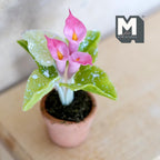 Miniature Clay Planter Pink Calla Lily 1:12 Scale Miniature Potted Flowers Dollhouse Potted Flowers Miniature Flowers 1-3/8 inch tall - H031