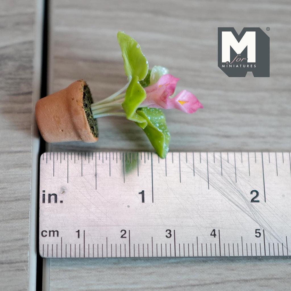 Miniature Clay Planter Pink Calla Lily 1:12 Scale Miniature Potted Flowers Dollhouse Potted Flowers Miniature Flowers 1-3/8 inch tall - H031