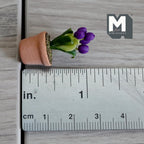 Miniature Clay Planter Purple Roses 1:12 Scale Miniature Potted Flowers Dollhouse Potted Flowers Miniature Flowers 1-1/8 inch tall - H032