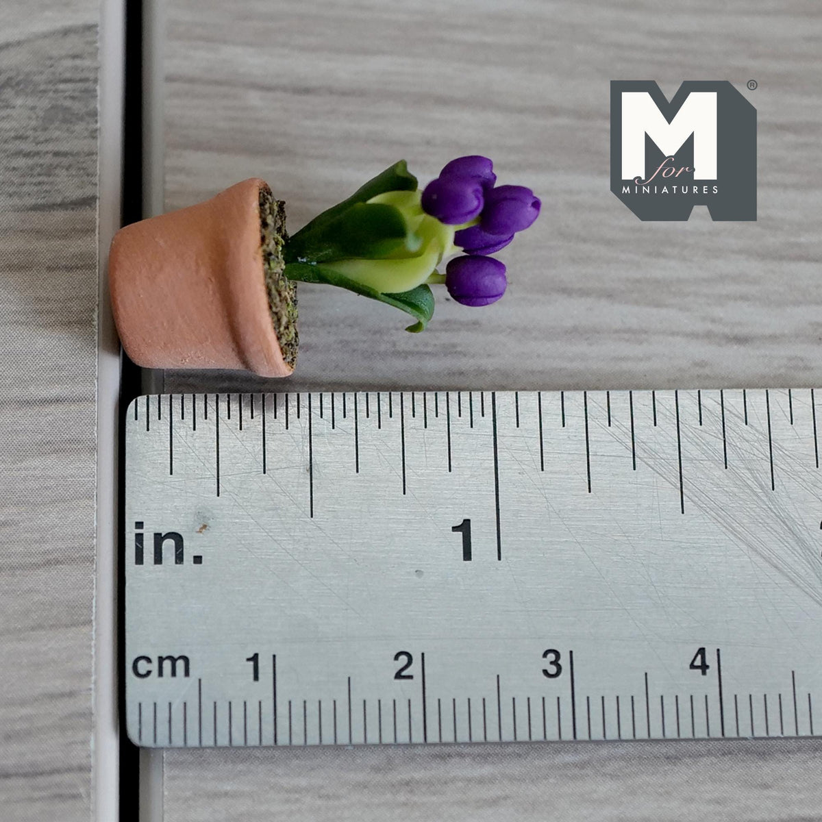 Miniature Clay Planter Purple Roses 1:12 Scale Miniature Potted Flowers Dollhouse Potted Flowers Miniature Flowers 1-1/8 inch tall - H032