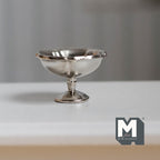 Miniature Pedestal Cake Stand 1:12 Scale Dollhouse Bakery Food Serving Platter Display Stand 1/2 inch tall (silver) (metal) - E047