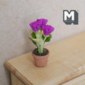 Miniature Clay Purple Carnation Flowers Planter Pot 1:12 Scale Dollhouse Fairy Garden Potted Flowers 1-7/16 inch tall - H031