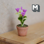 Miniature Clay Planter Pot Pink Primula Primrose 1:12 Scale Dollhouse Fairy Garden Potted Flowers 1-7/16 inch tall - H032
