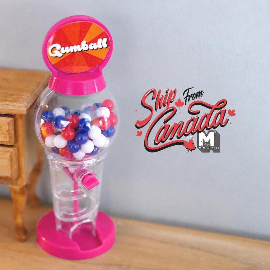 1:12 Dollhouse Miniature Large Size Standup Whirler Spiral Gumball Machine with Functional Twisting Knob and Gumballs (Pink) - B023