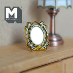 Miniature Portrait Frame 1:12 Scale Dollhouse Metal Oval Photo Frame with Stand 7/8 inch tall (gold) - B052