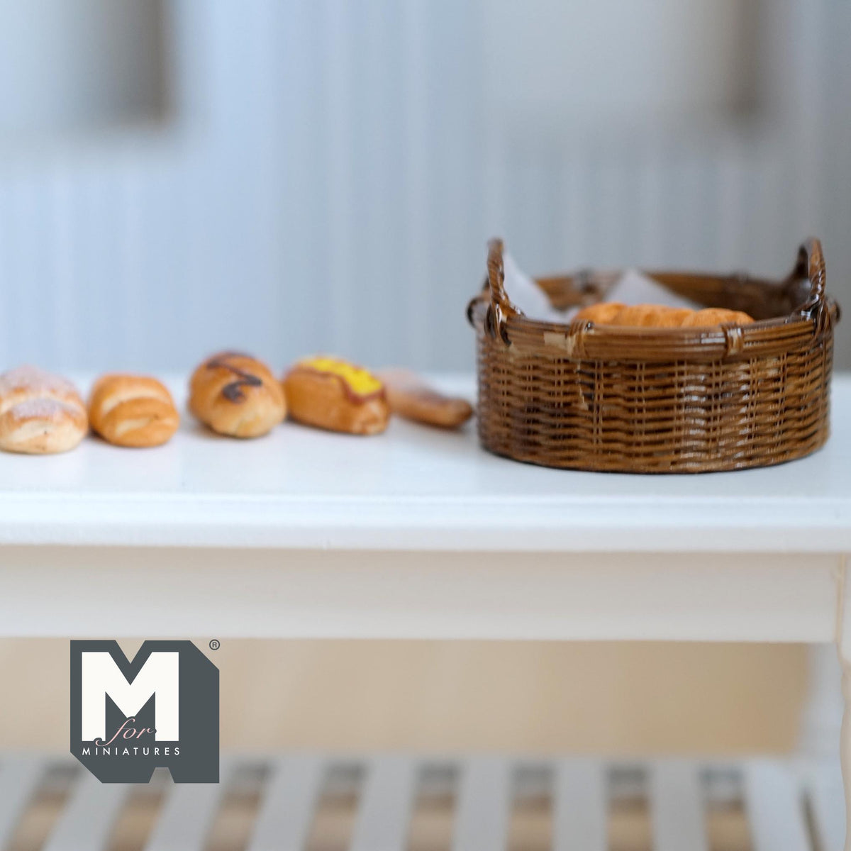 1:12 Scale Miniature Bakery Set with Round Basket Set of 6 - D064