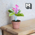 Miniature Clay Planter Pink Calla Lily 1:12 Scale Miniature Potted Flowers Dollhouse Potted Flowers Miniature Flowers 1-3/8 inch tall - H031