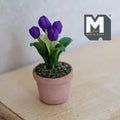 Miniature Clay Planter Purple Roses 1:12 Scale Miniature Potted Flowers Dollhouse Potted Flowers Miniature Flowers 1-1/8 inch tall - H032