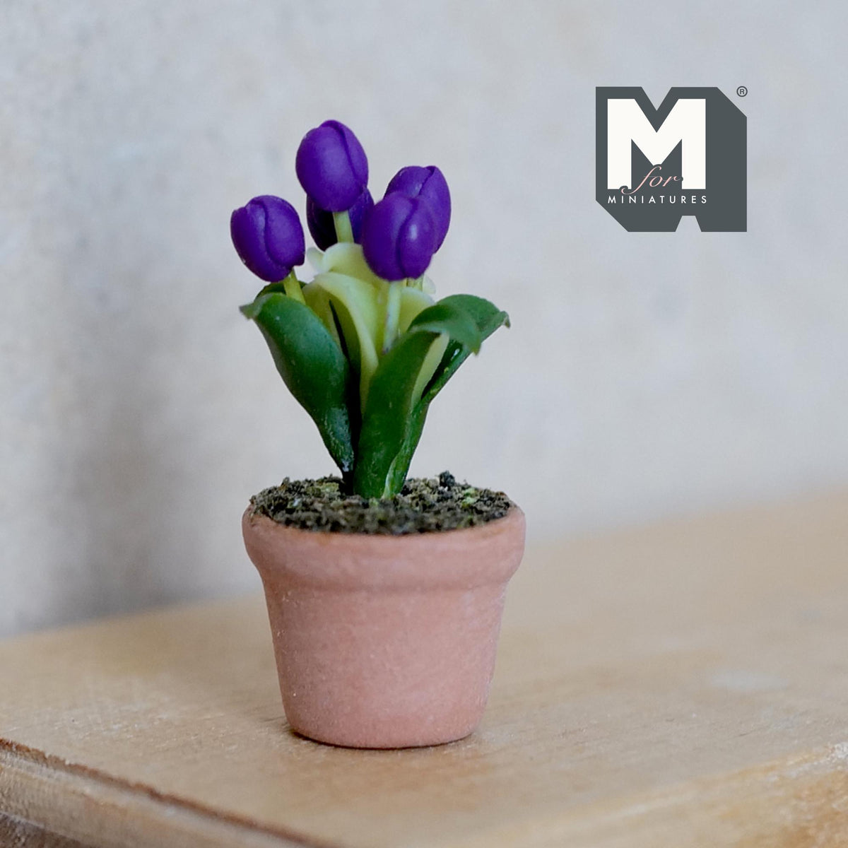 Miniature Clay Planter Purple Roses 1:12 Scale Miniature Potted Flowers Dollhouse Potted Flowers Miniature Flowers 1-1/8 inch tall - H032