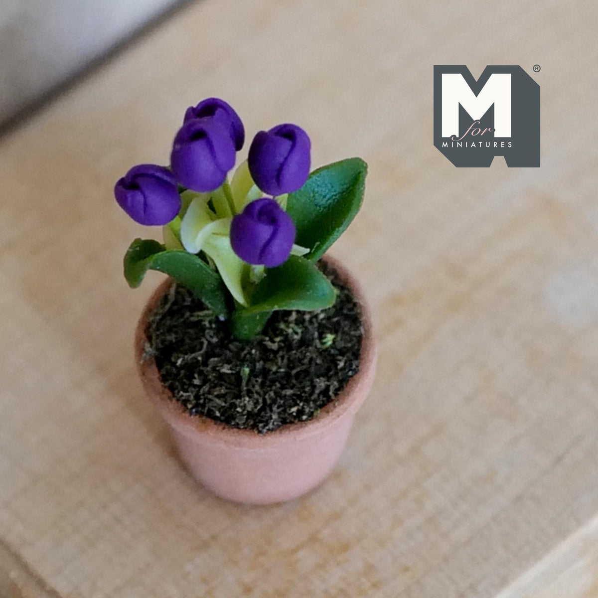 Miniature Clay Planter Purple Roses 1:12 Scale Miniature Potted Flowers Dollhouse Potted Flowers Miniature Flowers 1-1/8 inch tall - H032