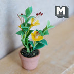 Miniature Clay Planter Yellow Azalea 1:12 Scale Dollhouse Fairy Garden Terracotta Potted Flowers 1-3/4 inch tall - H031