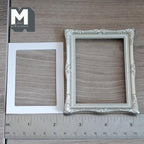 Miniature Ornate Picture Frame 1:12 Scale Dollhouse Large Size Painting Frame 3-9/16 inch tall (silver) - A054