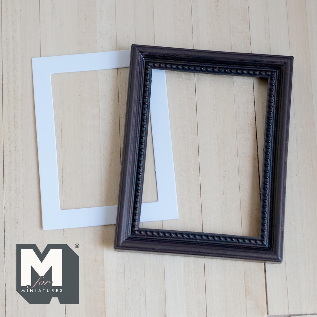 Miniature Ornate Picture Frame 1:12 Scale Dollhouse Large Size Painting Frame 3-9/16 inch tall (brown) - A054
