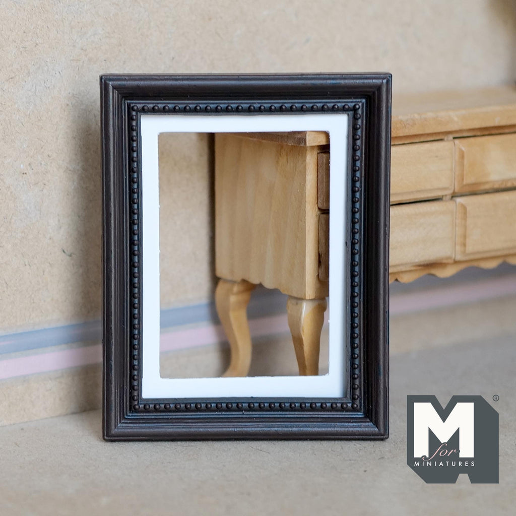 Miniature Ornate Picture Frame 1:12 Scale Dollhouse Large Size Painting Frame 3-9/16 inch tall (brown) - A054
