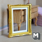 Miniature Ornate Picture Frame 1:12 Scale Dollhouse Large Size Painting Frame 3-9/16 inch tall (gold) - A054