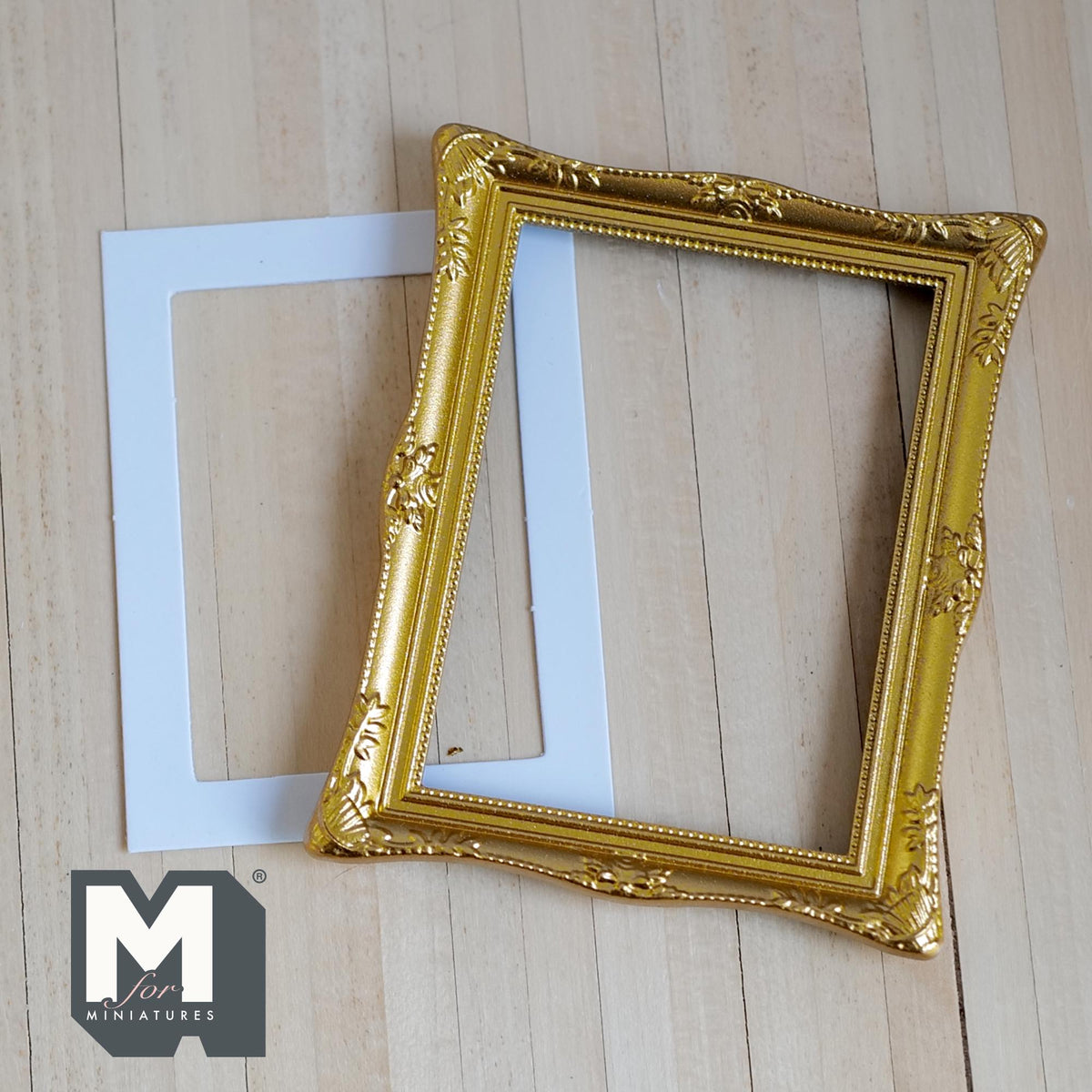 Miniature Ornate Picture Frame 1:12 Scale Dollhouse Large Size Painting Frame 3-9/16 inch tall (gold) - A054