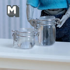 Miniature Swing Top Jars 1:12 Scale Dollhouse Kitchen Large Size Clamp Lid Flip Top Storage Canisters Set of 2 (clear) - A025