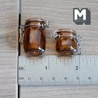 Miniature Swing Top Jars 1:12 Scale Dollhouse Kitchen Large Size Clamp Lid Flip Top Storage Canisters Set of 2 (brown) - A025