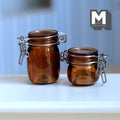 Miniature Swing Top Jars 1:12 Scale Dollhouse Kitchen Large Size Clamp Lid Flip Top Storage Canisters Set of 2 (brown) - A025