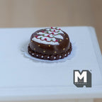 Miniature Christmas Tree Cake 1:12 Scale Dollhouse Festive Dessert Chocolate Cake 7/8 inch dia. (brown) - D025