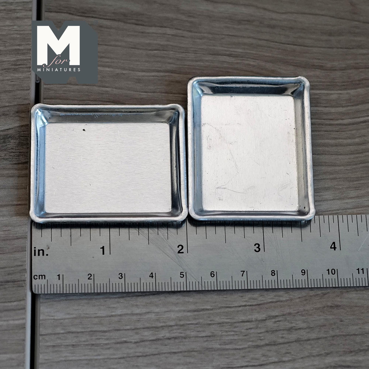 Miniature Aluminum Baking Pans 1:12 Dollhouse Kitchen Accessories Bakery Trays 2 Piece Set 2-1/16 inch long - F028