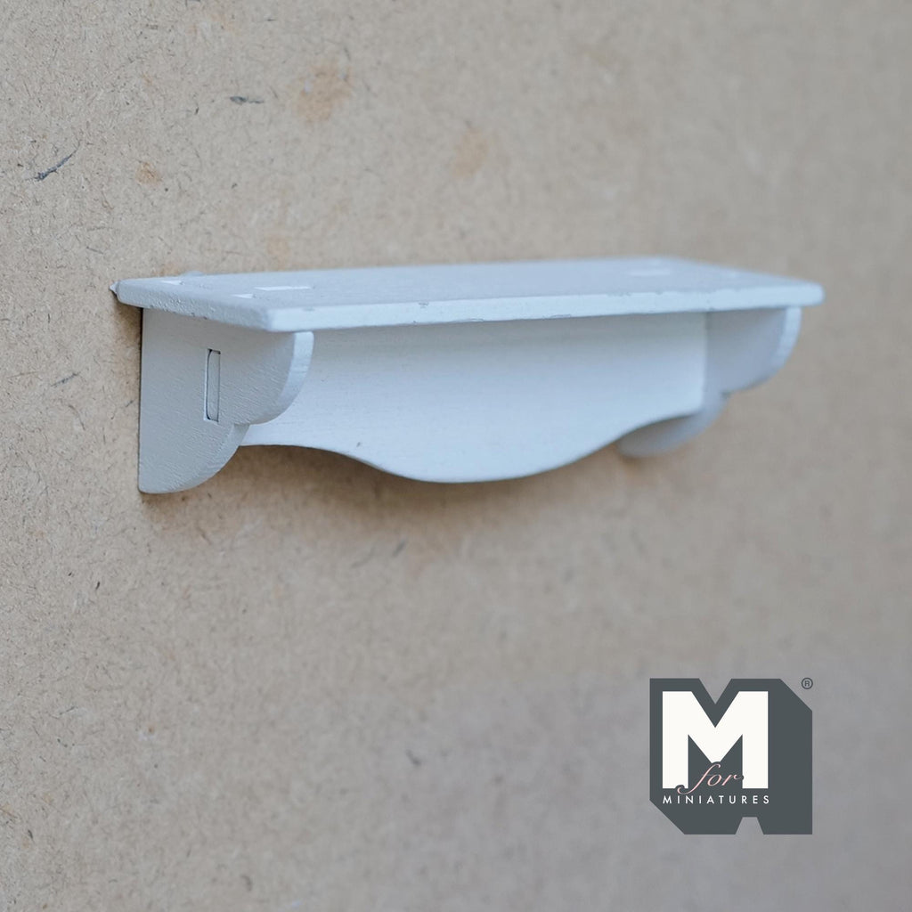 1:12 Scale Miniature Wood Scalloped Wall Shelf Kit, Unassembled, 3-3/8 inch long, DIY Dollhouse Supply (white)