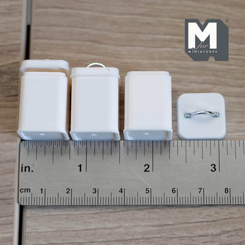 Miniature Canisters with Customizable Vinyl Labels 1:12 Scale Dollhouse Kitchen Storage Jars Set of 3 , 1-1/8 inch tall (white) - G012