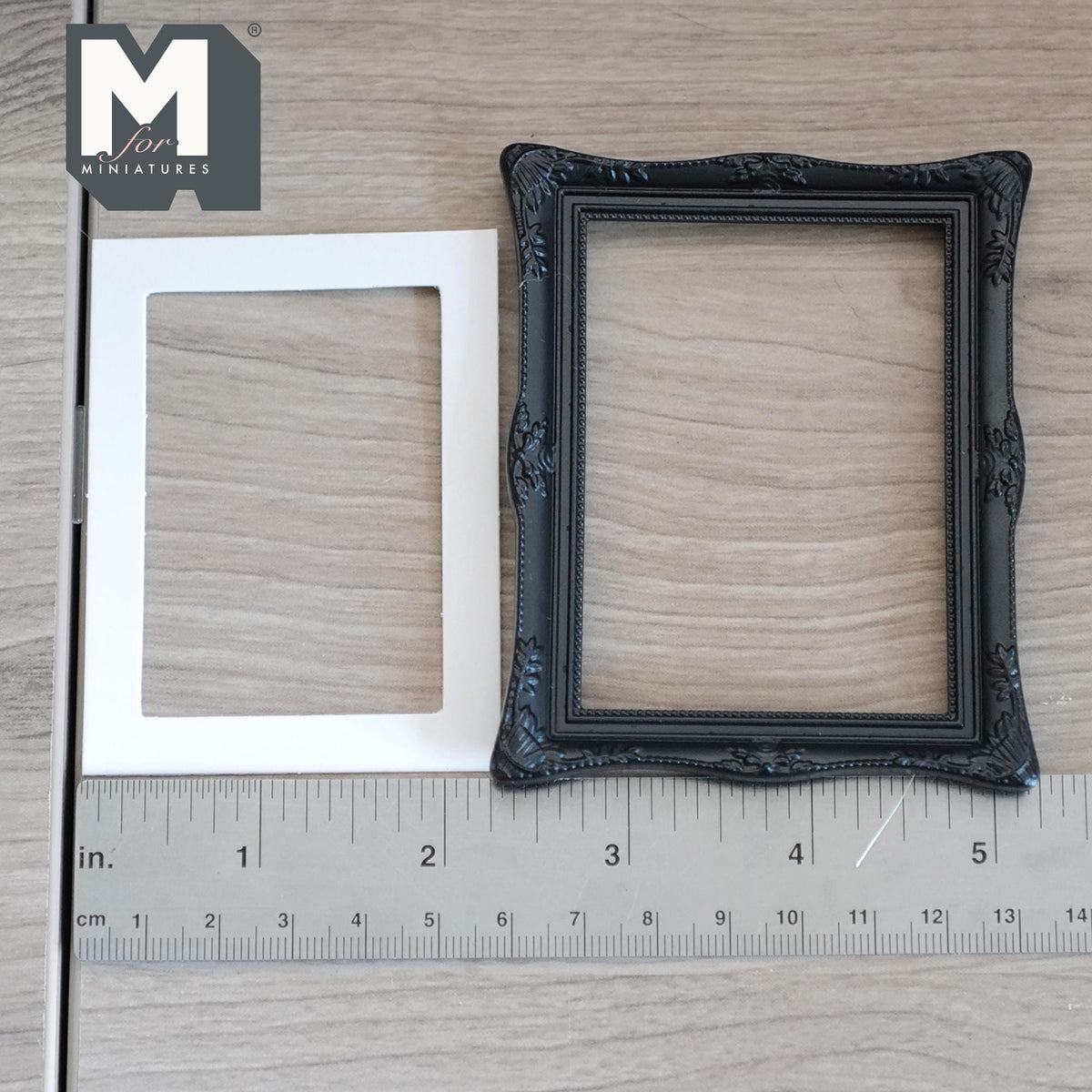 Miniature Ornate Picture Frame 1:12 Scale Dollhouse Large Size Painting Frame 3-9/16 inch tall (black) - A054
