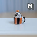 Miniature Spider and Cream Mug Halloween Themed Beverage 1:12 Scale Spooky Coffee Mug 13/16 inch tall - E095