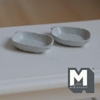 Miniature Irregular Shaped Food Bowls Set of 2, 1:12 Scale Dollhouse Kitchen Decor Tableware 7/8 inch long(cool gray)(metal) (style e)-A034