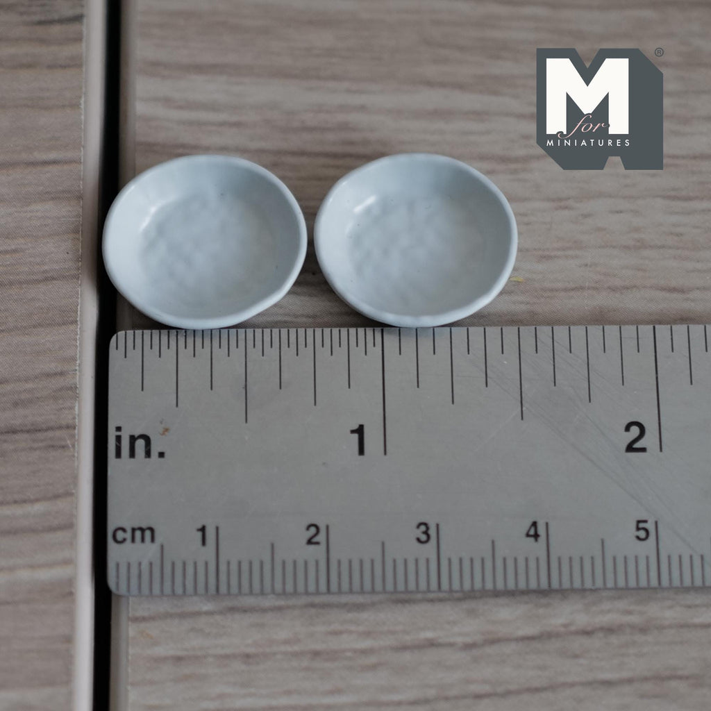 Miniature Irregular Shaped Food Bowls Set of 2, 1:12 Scale Dollhouse Kitchen Decor Tableware 3/4 inch long(cool gray)(metal)(style c) - A034