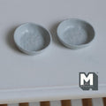 Miniature Irregular Shaped Food Bowls Set of 2, 1:12 Scale Dollhouse Kitchen Decor Tableware 3/4 inch long(cool gray)(metal)(style c) - A034