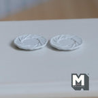 Miniature Dining Plates Set of 2 , 1:12 Scale Dollhouse Supplies Tableware 1/2 inch dia.  (white) (S) - A030