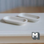 Miniature Oval Plates 1:12 Scale Dollhouse Tableware Oblong Plates Set of 2 , 1-1/4 inch long (white) (metal) - A044
