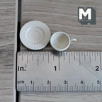 Miniature Coffee Cup and Saucer Set 1:12 Scale Dollhouse Tea Cup Drinkware Set of 2 (beige) (metal) - F071
