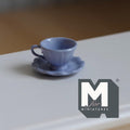 Miniature Coffee Cup and Scallop Saucer Set 1:12 Scale Dollhouse Tea Cup Drinkware Set of 2 (purple) (metal) - F074