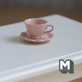 Miniature Coffee Cup and Scallop Saucer Set 1:12 Scale Dollhouse Tea Cup Drinkware Set of 2 (pink) (metal) - F074