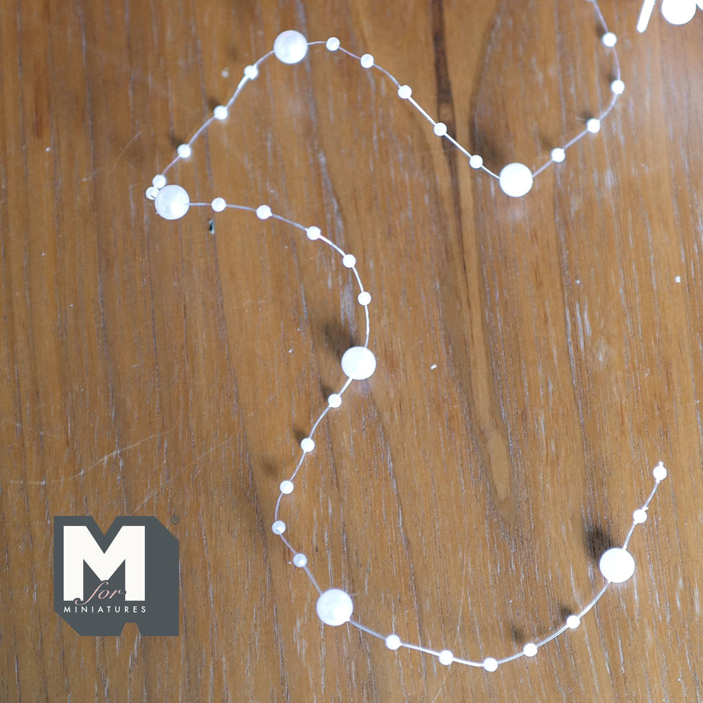 1:12 Scale Miniature White Beads Chain, Large and Small Beads, Cut to Length, 12 inch long (tree not included)
