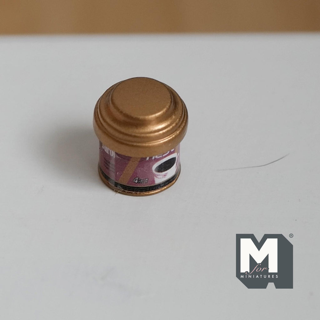 Miniature Coffee Tin 1:12 Scale Dollhouse Kitchen Accessories Coffee Powder Round Tin with Lid 7/16 inch tall (metal) (style b) - H024