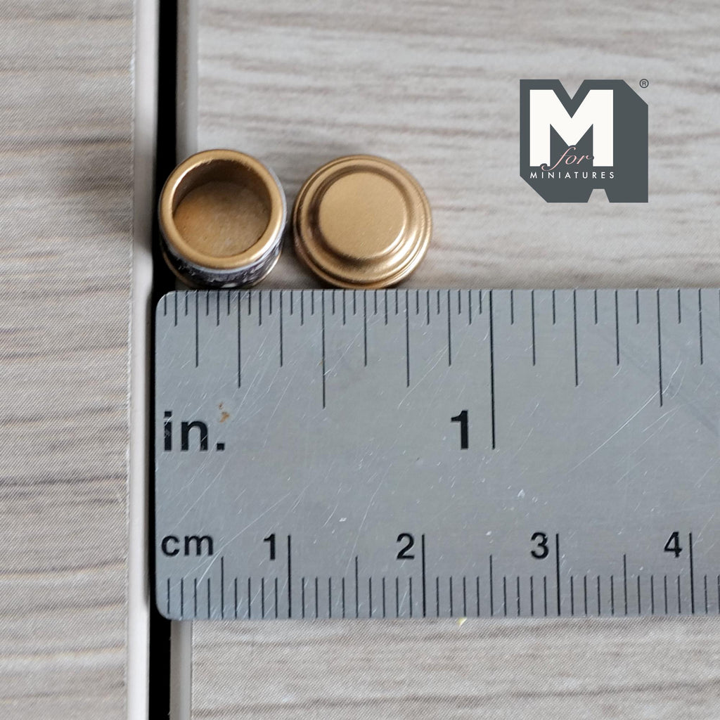Miniature Coffee Tin 1:12 Scale Dollhouse Kitchen Accessories Coffee Powder Round Tin with Lid 7/16 inch tall (metal) (style a) - H024