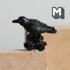 Miniature Crow Standing On Roses 1:12 Scale Standing Raven Figurine Animal Bird Bust 1 inch tall (cast resin) - C077