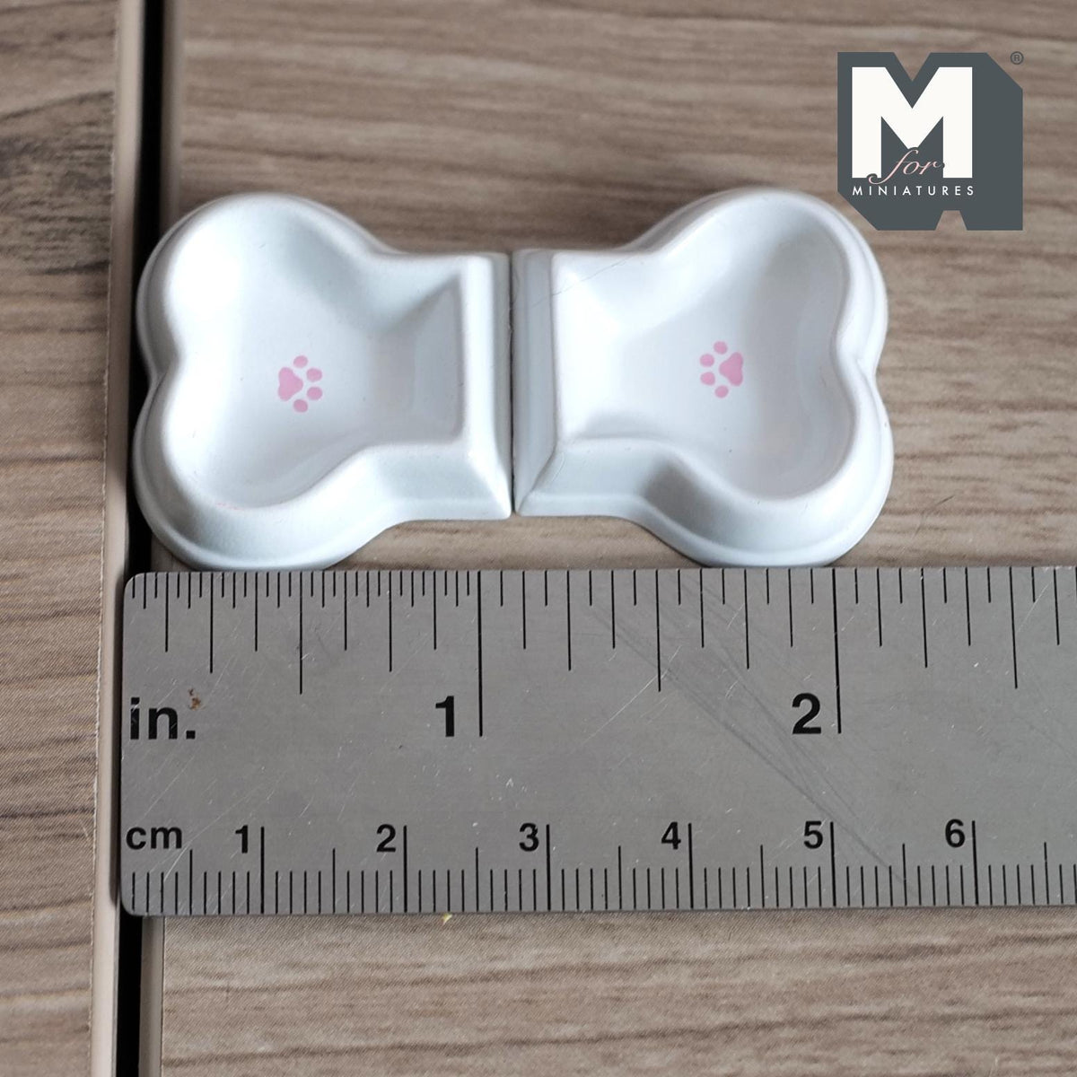 Miniature Dog Food Bowls Bone Shape Bowls Set of 2 , Pet Food Bowls Paw Bowls 1-3/16 inch wide (resin) - C064