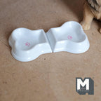 Miniature Dog Food Bowls Bone Shape Bowls Set of 2 , Pet Food Bowls Paw Bowls 1-3/16 inch wide (resin) - C064