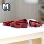 Miniature Christmas Tree Shaped Trays,  1:12 Scale Dollhouse Christmas Accessories Set of 3 (deep red) (metal) - G067
