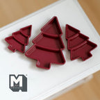 Miniature Christmas Tree Shaped Trays,  1:12 Scale Dollhouse Christmas Accessories Set of 3 (deep red) (metal) - G067